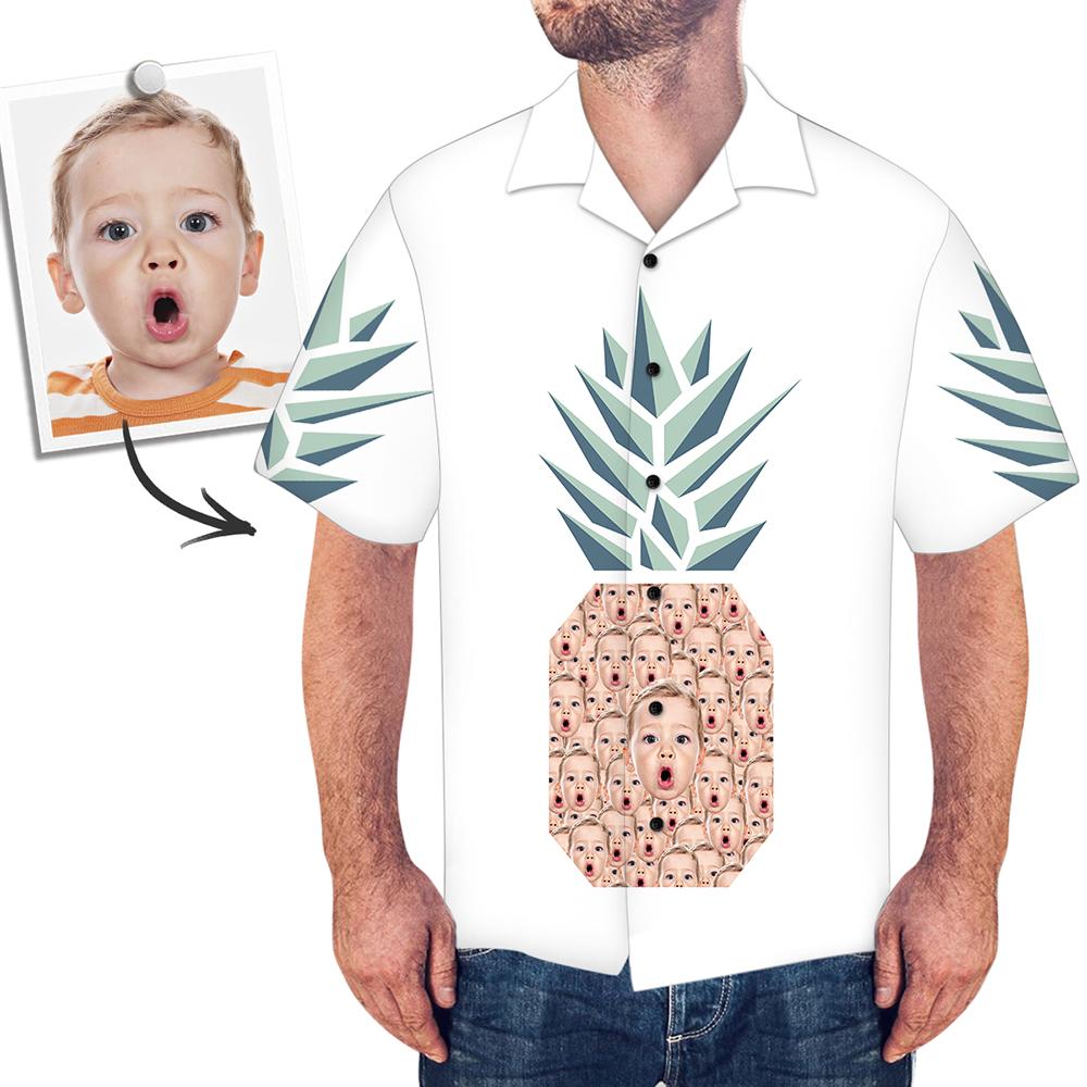 Custom Face Shirt Men's Hawaiian Shirt Pineapple