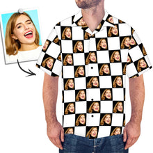 Custom Face Shirt Men's Hawaiian Square Grid