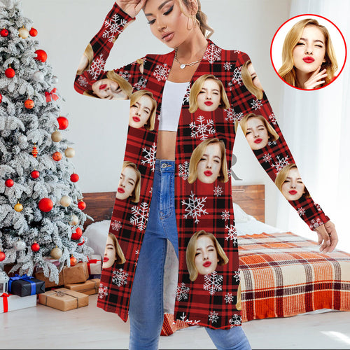 Personalized Face Cardigan Women Open Front Cardigans for Christmas Gifts