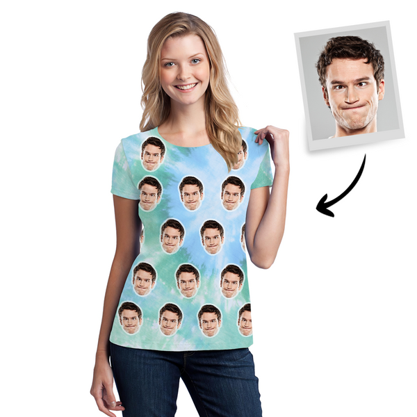 Custom Face T-Shirt All Over Print Tee Personalized Tie dye Women T-shirt