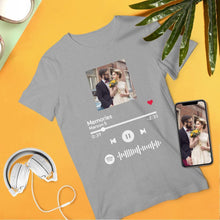Custom Scannable Spotify Code Album Cover T-Shirt Grey