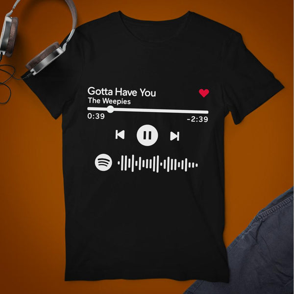 Song Player Scannable Spotify Custom Code T-Shirt Grey