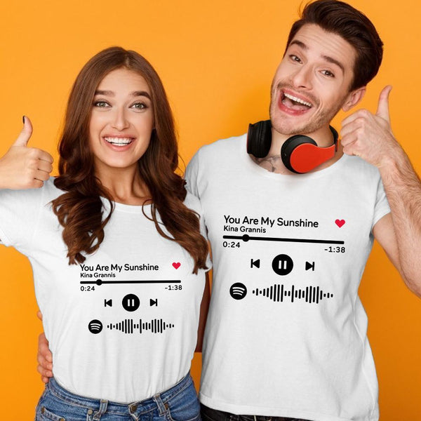 Song Player Scannable Spotify Custom Code T-Shirt Grey