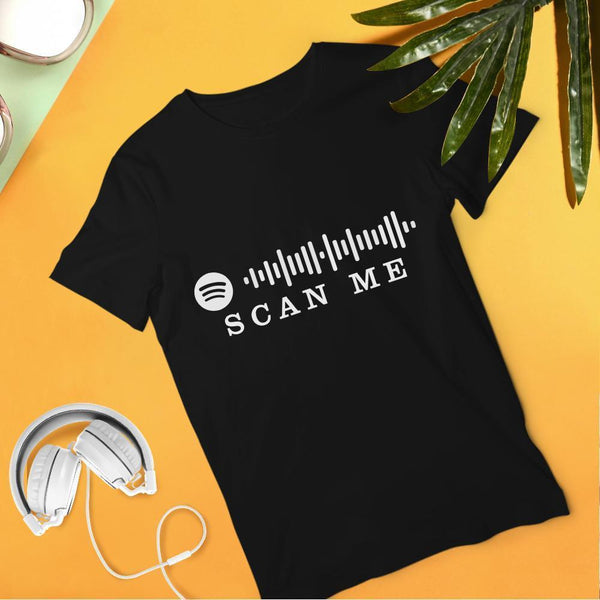Personalized Spotify Scanable Code Black T-Shirt-Scan Me