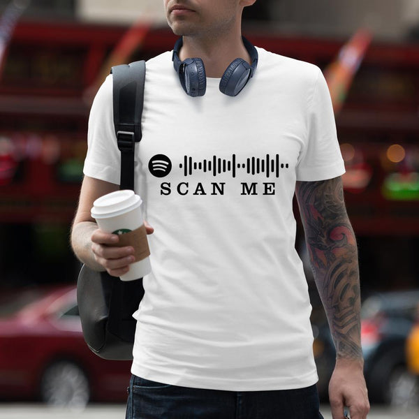 Personalized Spotify Scanable Code White T-Shirt-Scan Me