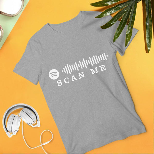 Personalized Spotify Scanable Code White T-Shirt-Scan Me