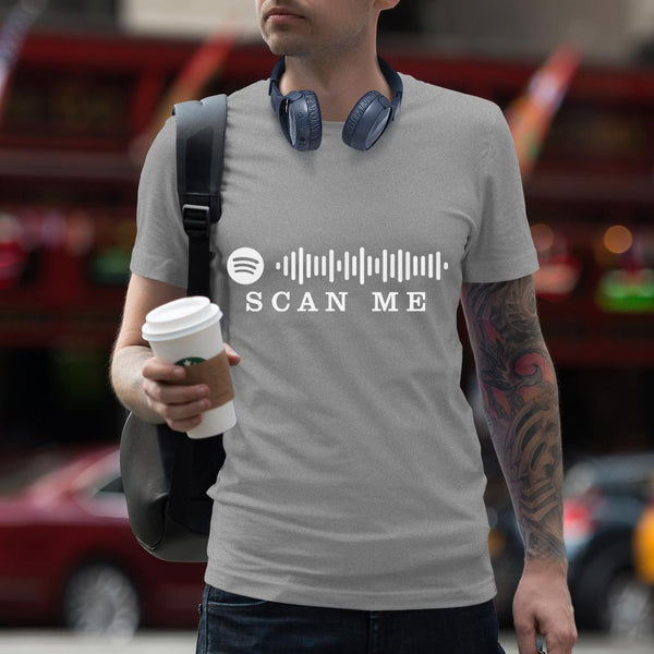Custom Spotify Scanable Code Grey-Scan Me T-Shirt