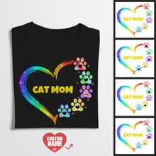 Mother's Day Gift - Custom T-shirt 1-5 Text T-shirt Cat Mom Black