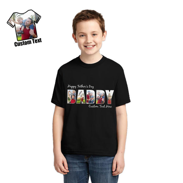 Custom T-Shirt Personalized Photo T-Shirt Children Double-Sided T-Shirt With Text Father's Day Gift Family T-Shirt