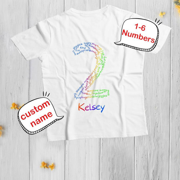 Custom Age 1-6 T-Shirt Double/Both side printing White Personalized Children Shirt Birthday Gift
