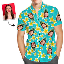 Custom Face Shirt Men's Hawaiian Shirt Personalized Photo Pineapple and Flower Tshirts