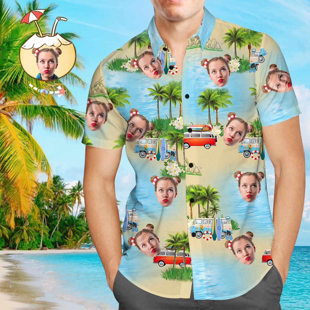Custom Face Shirt Men's Hawaiian Shirt Island Vacation