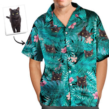 Custom Face Shirt Men's Hawaiian Shirt Black Cat