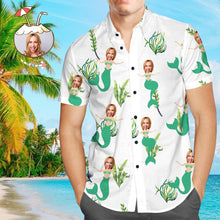 Custom Face Shirt Personalized Photo Men's Hawaiian Shirt Mermaid
