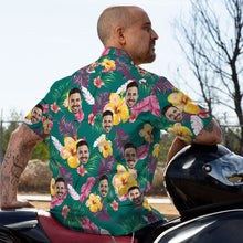 Custom Hawaiian Shirt with Face Personalized Photo Men's Hawaiian Shirt Men's Hawaiian Shirt Colored Feathers