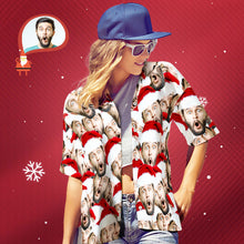 Custom Face Family Matching Hawaiian Outfit Christmas Pool Party Parent-child Wears - Santa Face Mash