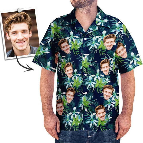 Custom Face Shirt Men's Hawaiian Shirt Big Flower