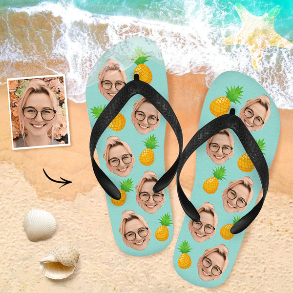 Custom Flip Flops Customized Photo, Personalized Flip Flops With Pineapple Photo Gift