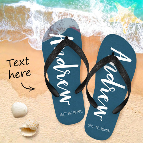 Personalized Text Flip Flop for Summer Comfortable - Blue