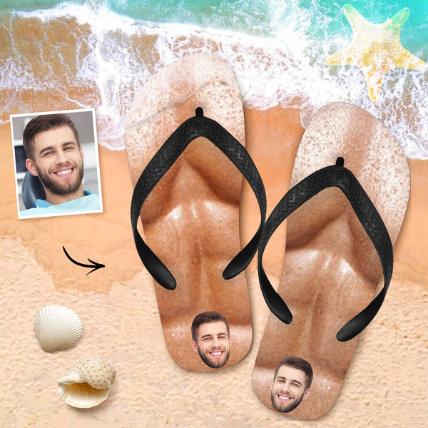 Custom Face Flip Flops Personalized Photo Flip Flops Summer Beach Slide Sandals - Sexy Muscles