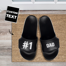 Custom Slide Sandals with Text Personalized Velcro Slide Sandals Gifts Go To The Beach Holiday Gifts for Dad - No.1 Dad