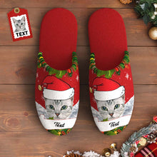Custom Face And Text Women's and Men's Cotton Slippers Personalized Casual House Shoes Indoor Outdoor Bedroom Slippers Christmas Gift For Pet Lovers
