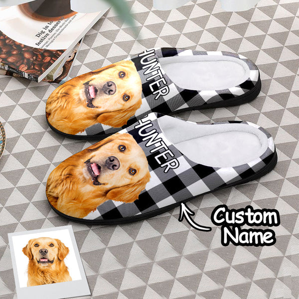 Custom Photo Women's and Men's Slippers Personalized Casual House Cotton Slippers Christmas Gift For Him - MyFaceSocks