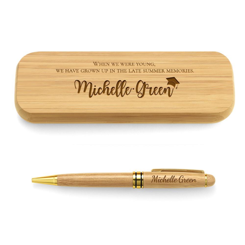 Custom Graduation Gifts Engraved Wood Pen Set of Two
