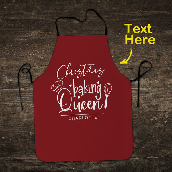 Custom Text Apron Personalized Apron Baking Queen for Family Christmas Gifts
