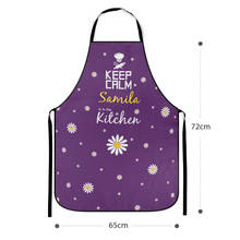 Custom Cooking Apron For Mom Flowers With Your Name - Keep Calm In The Kitchen