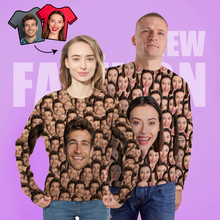 Custom Face Unisex Sweatshirt Casual Printed Photo Crewneck Shirt For Men Women - Big Face