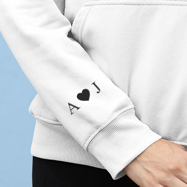 Custom Photo Embroidered Pocket Hoodie Text On Sleeve Colorful Couple Sweatshirt
