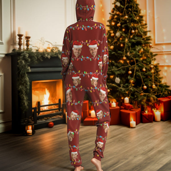 Custom Onesies Photo Xmas Leds Pajamas One-Piece Sleepwear Family Pyjamas Christmas Gift