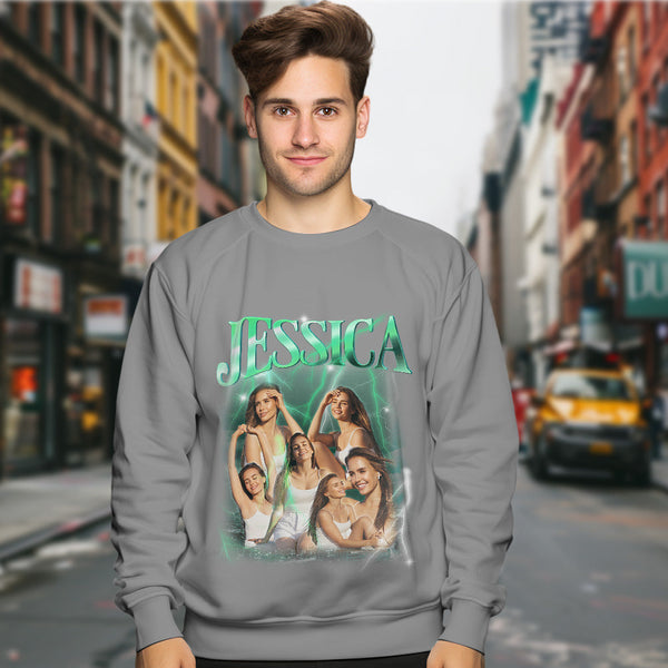 Custom Photo and Text Hoodie Personalized Photo Gift Unisex Personality Vintage Lightning Sweatshirt