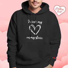 Personalized Embroidered Love Heart Hoodie Custom Text Sweatshirt Valentine Gift