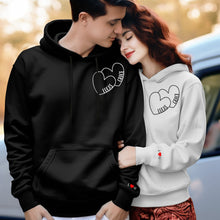 Custom Text Embroidered Hoodie Romantic Double Hearts Sweatshirt Valentine Gift
