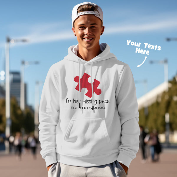 Custom Text Funny Couple Matching Hoodies Puzzle Set Personalized Hoodie Valentine's Day Gift