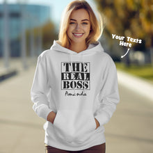 Custom Text Couple Matching Hoodies THE REAL BOSS Personalized Hoodie Valentine's Day Gift