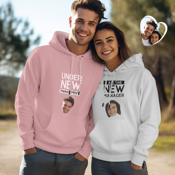 Custom Face Couple Matching Hoodies NEW MANAGEMENT Personalized Hoodie Valentine's Day Gift