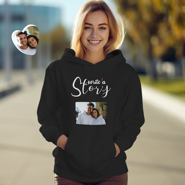 Custom Photo Couple Matching Hoodies LET'S WRITE A LOVE STORY Personalized Hoodie Valentine's Day Gift