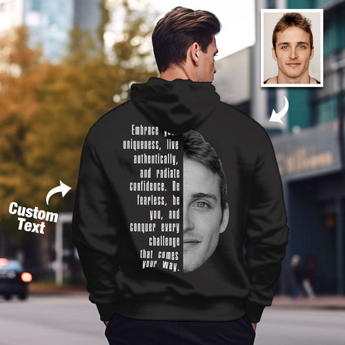 Custom Text and Face Hoodie Personalized Fashion Unisex Sweatshirt Gift for Him for Her - SantaSocks
