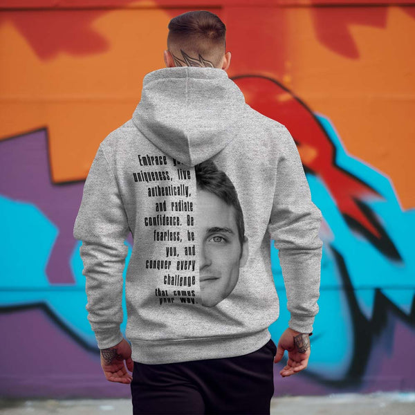 Custom Text and Face Hoodie Personalized Fashion Unisex Sweatshirt Gift for Him for Her - SantaSocks