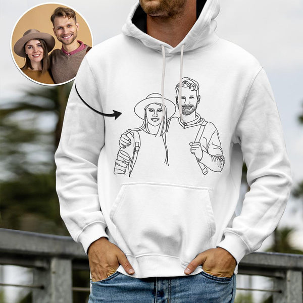 Custom Line Art Hoodie with Your Photo Gift for Lover