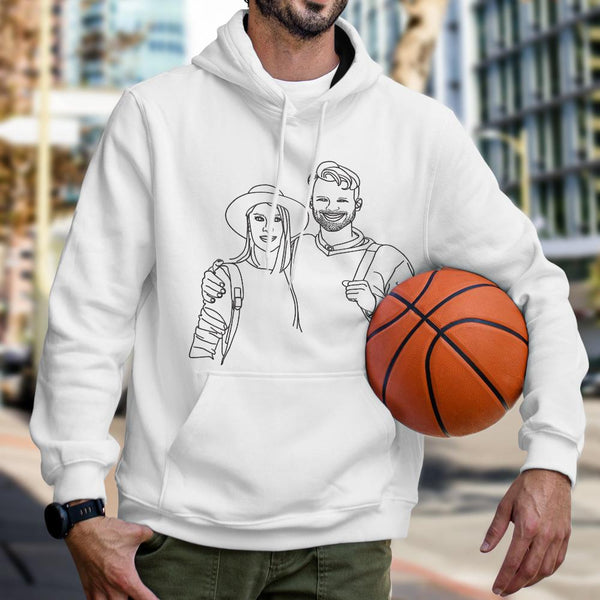 Custom Line Art Hoodie with Your Photo Gift for Men