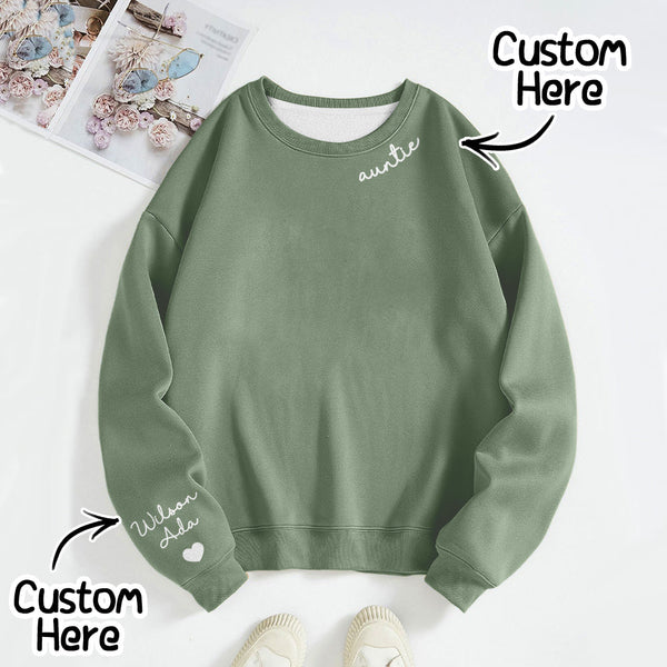 Custom Text Sweatshirt Personalized Names Round Neck Hoodie Gifts