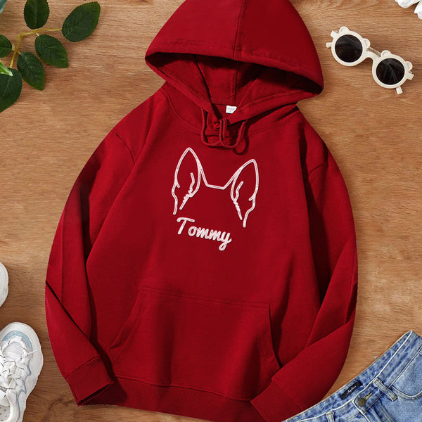 Custom Dog Ear Sweatshirt Personalized Embroider Dog Hoodie Gift for Dog Lovers