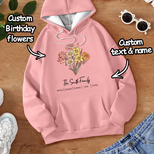 Custom Birth Flower Bouquet Sweatshirt Personalized Birth Flower Sweater Gifts for Mom