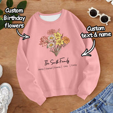 Personalized Birth Flower Bouquet Sweatshirt Custom Birth Flower Hoodie Gifts for Her