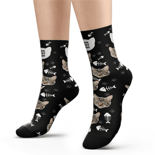 Photo Socks, Custom Cat Face Socks Gifts for Pet Lover