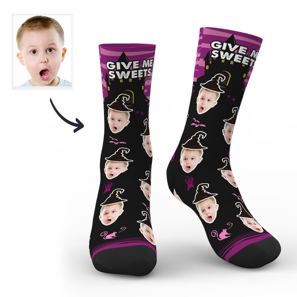 Halloween Custom Castle Witch Photo Socks With Text